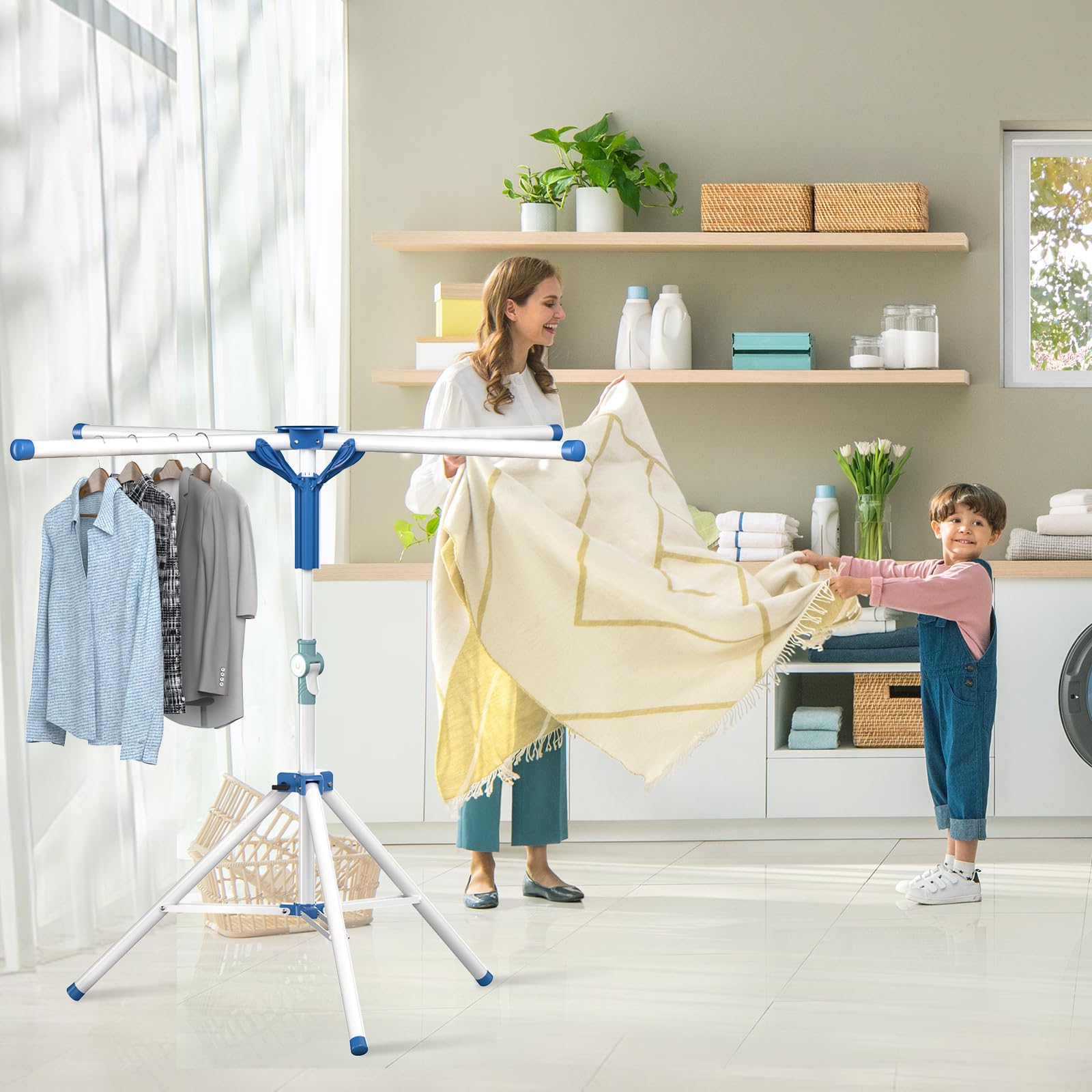 Tendedero Plegable Extensible 110-180cm Tenderetes de Ropa Vertical Exterior Interior Camping Balcon Tenderetes de Ropa Plegables