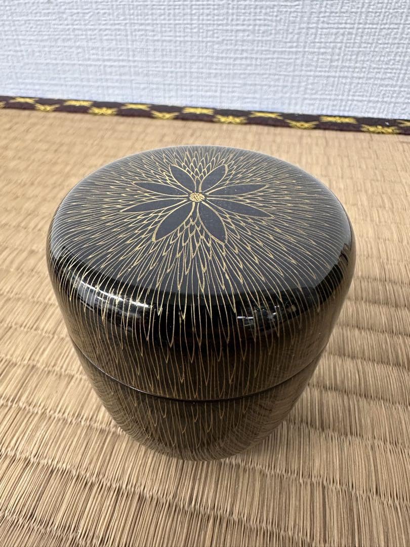 イ600 棗『筑城筑良 』『金毛彫中棗　共箱』茶道具　茶入 イ600 棗『筑城筑良 』『金毛彫中棗 共箱』茶道具 茶入