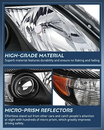 Miniatura 7 de Nilight Conjunto de faros delanteros compatible con Toyota Camry 2010 2011, carcasa negra, reflector ámbar, lente transparente mejorada, lado del