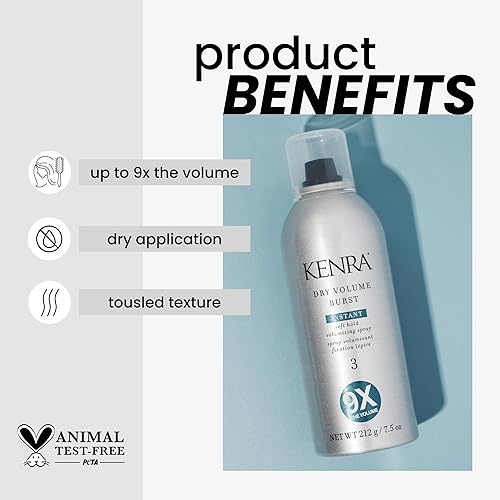 Miniatura 2 de Kenra Dry Volume Burst 3 Laca para el cabello de volumen instantáneo Spray voluminizador de sujeción suave Aplicación en seco Todo