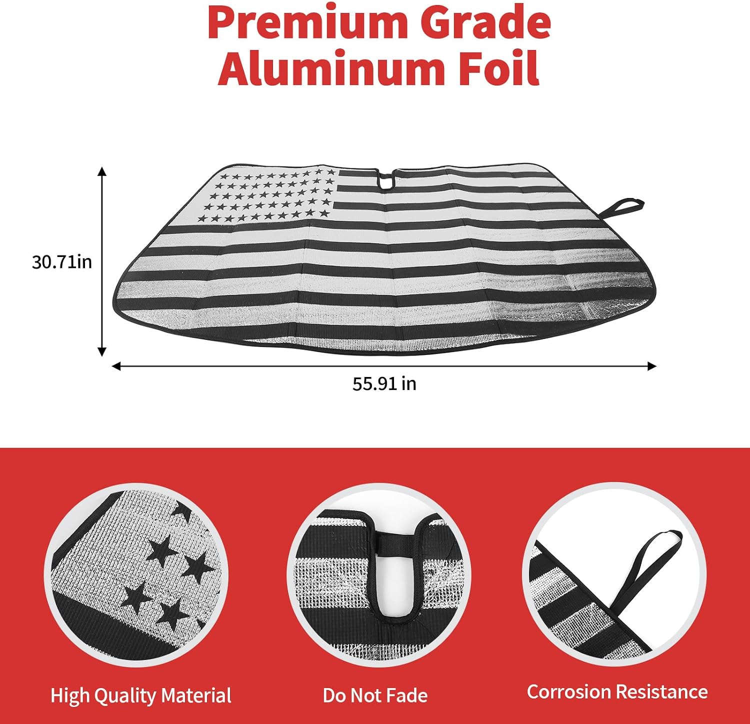 Front Windshield Sunshade Fit for 2011-2026 Dodge Charger,Foldable Sun Shade Visor, Heat Insulating UV Blocker, Reflective Windshield Cover(Flag) image 5