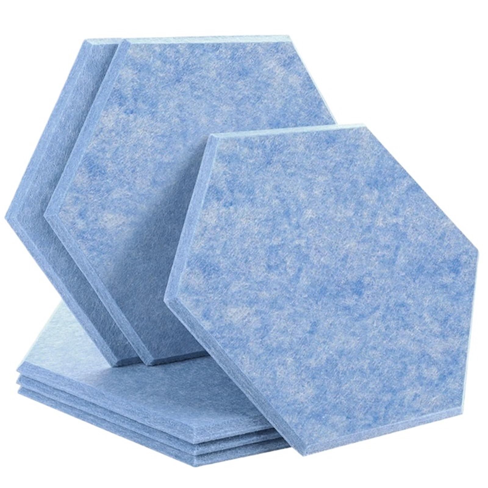 Panel Acustico Paneles de pared con absorción sonido, 6 piezas, aislamiento decorativo for dormitorio para Oficinas(37-Light Sky Blue,Large Hexagon,0.8cm Medium Density)