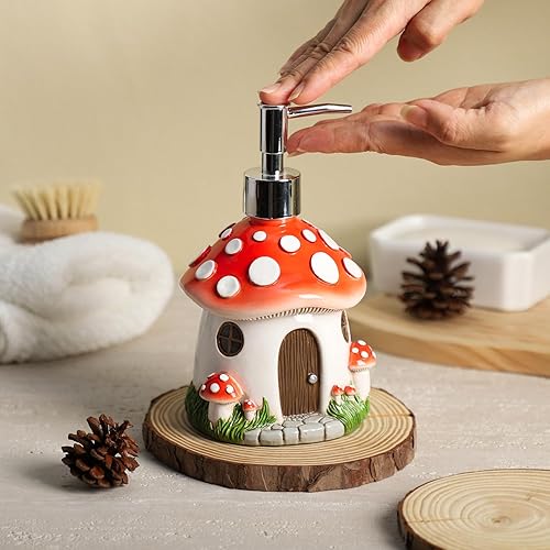Miniatura 4 de Dispensador de jabón en forma de hongo de resina con bomba de plástico, botella de jabón de loción corporal, dispensador de jabón de manos para