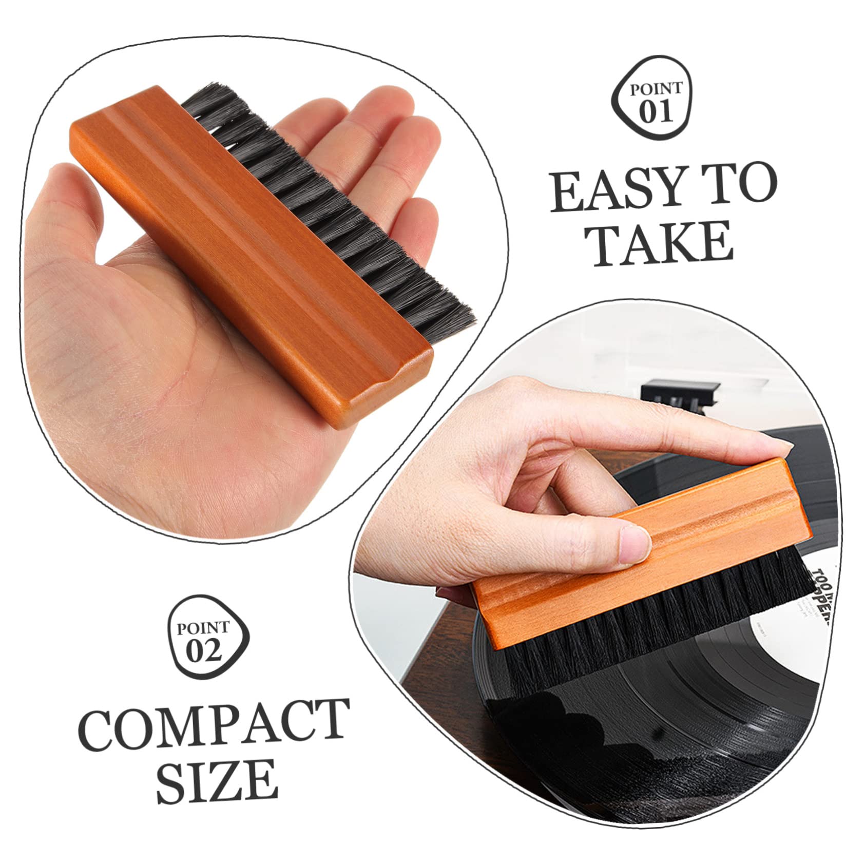 Mikikit 5pezzi Spazzola Per Pulizia Dischi Vinile Con Manico Antistatica e Resistente Per La Di Cd e Vinili Rimuove Polvere e Macchie Modo
