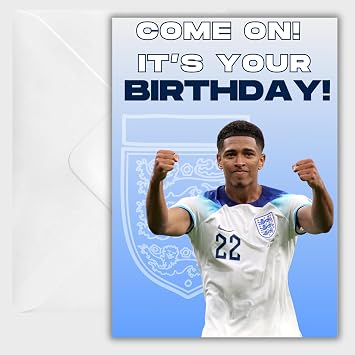Jude Bellingham Football Birthday Card   Real Madrid Fan Greeting   Gift for Son   Soccer Themed Card - Football Fan Gift