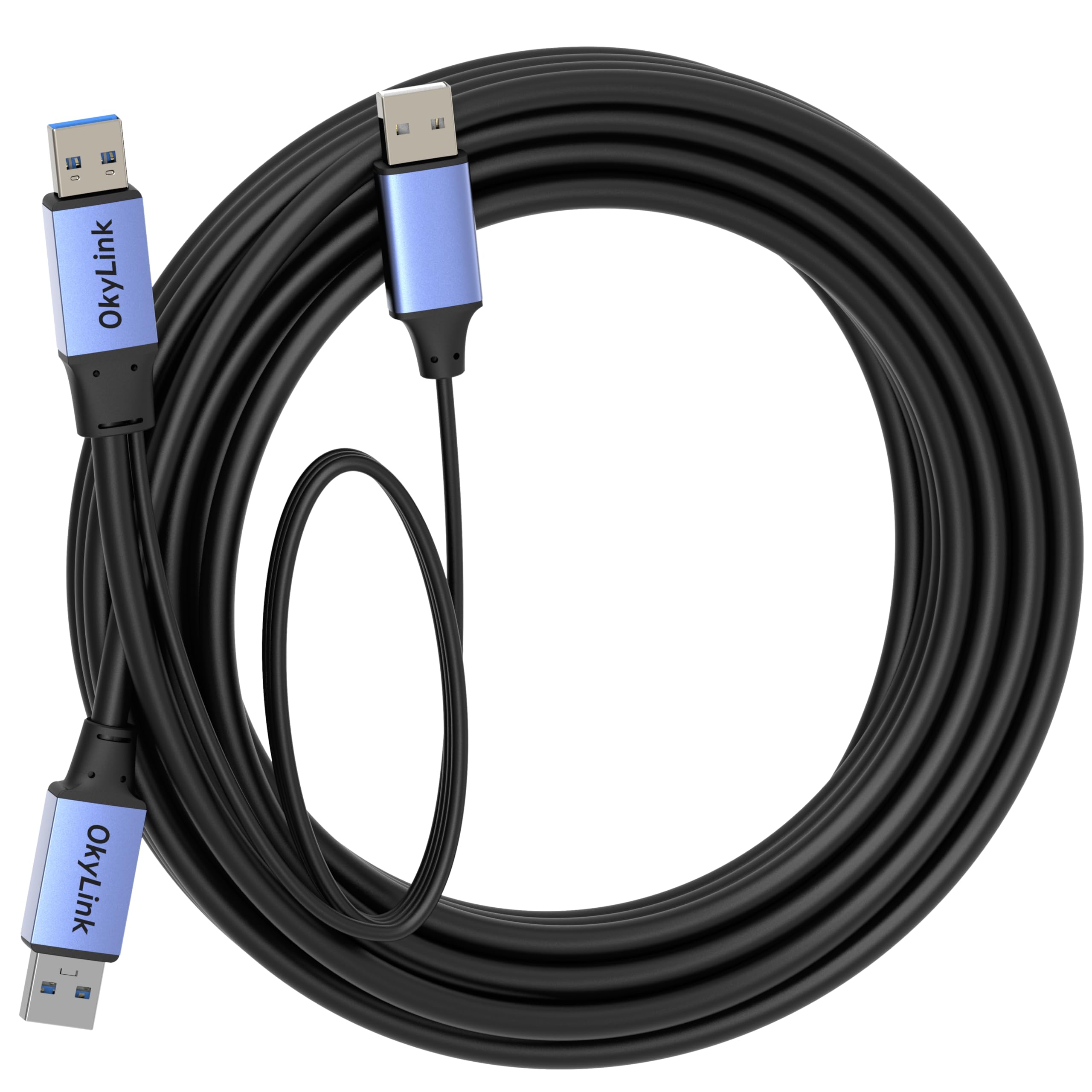 OkyLink Cable de datos activo USB 3.0/3.2 Gen 1 de 25 pies (8 m) A macho a macho A viene con cable de alimentación de 5 Gbps para impresora industrial, escáner