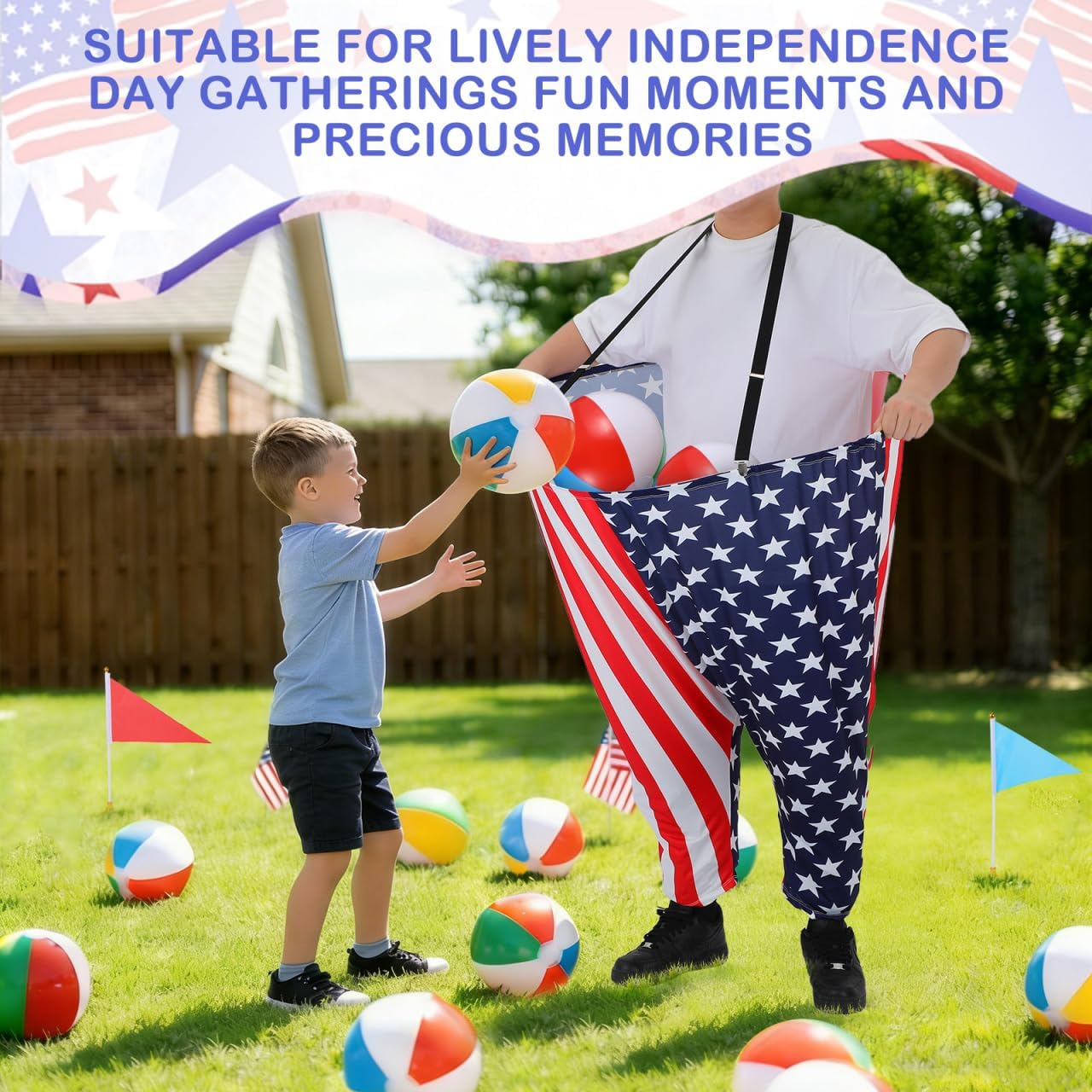 BESPORTBLE 4-Pack Granny Pants Yard Game with Adjustable Straps, Funny Outdoor Party Games for Adults and Family, Lawn Toss Set with 24 Balls, 2 Pumps & 4 Flags for BBQ Reunion Field Day