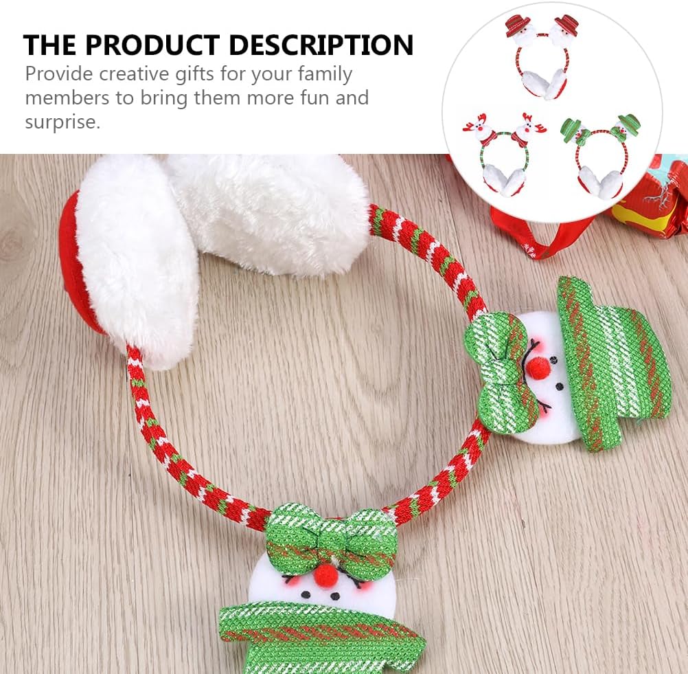 NUOBESTY 3pcs Cartoon Christmas Headband Warm Ear Covers Headdress Cute Holiday Ear Muffs Kids
