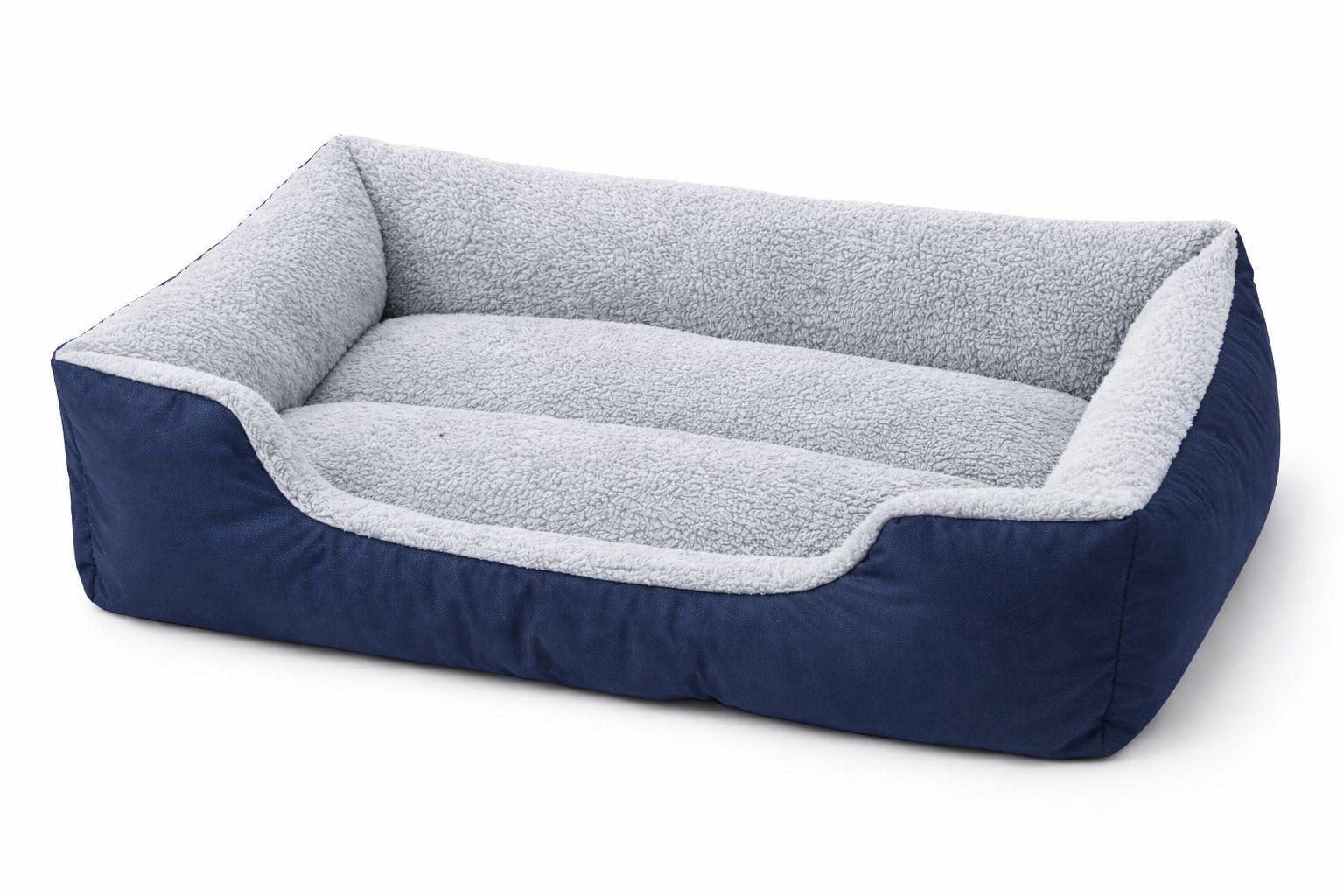 AMBERLINNEN LTD Non Slip Dog Bed, Soft Washable Pet Basket, Warm Puppy Cushion for Cat & Dogs (Blue, 75x58x17cm)