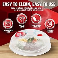 Vista 4 de Flexzion 10 Inch Small Microwave Splatter Cover - BPA-Free Anti-Splatter Microwave Cover with Adjustable Steam Vent, Dishwasher Safe, Transparent