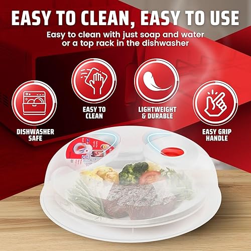 Miniatura 4 de Flexzion Funda para salpicaduras de microondas de 11.5 pulgadas, sin BPA, con ventilación de vapor ajustable, apta para lavavajillas, cubiertas de