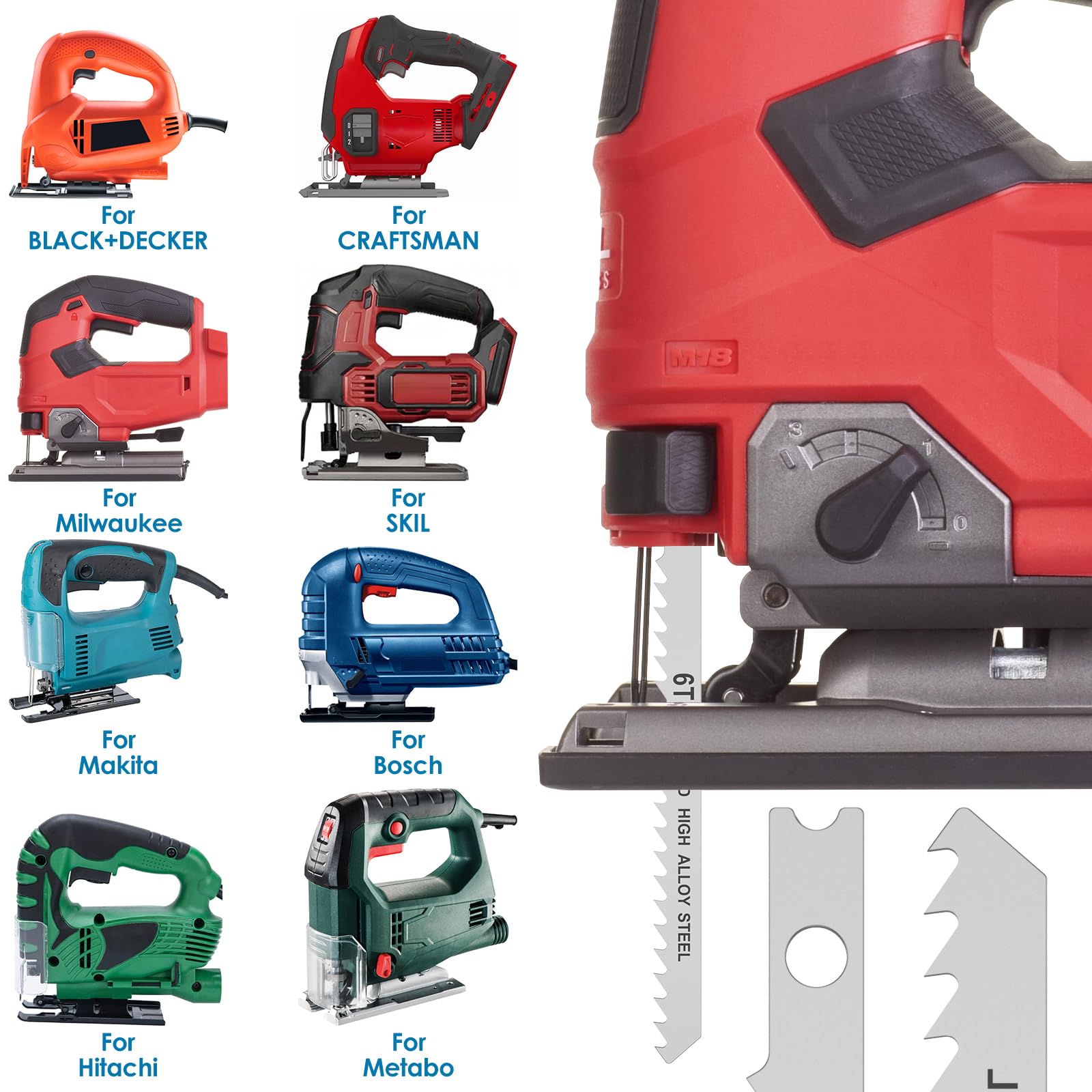 Set di 28 lame per seghetto alternativo professionale a fusto U, lame per seghetto 6TPI/8TPI/10TPI/14TPI/18TPI/24TPI/32TPI per legno, plastica e metallo, 85mm e 100mm