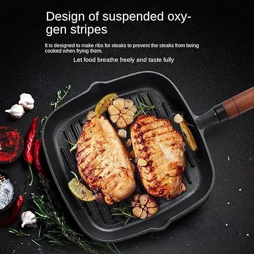 Miniatura 6 de Sartén antiadherente de 9 pulgadas para estufas, versátil sartén antiadherente sin recubrimiento, olla de carne de hierro fundido, parrilla interior