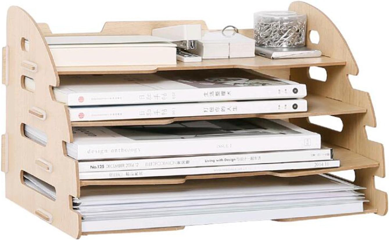 Wood Hand Made Desk Organizer Office School Supplies 4 Layers File Tray Book Holder File/document Storage Box