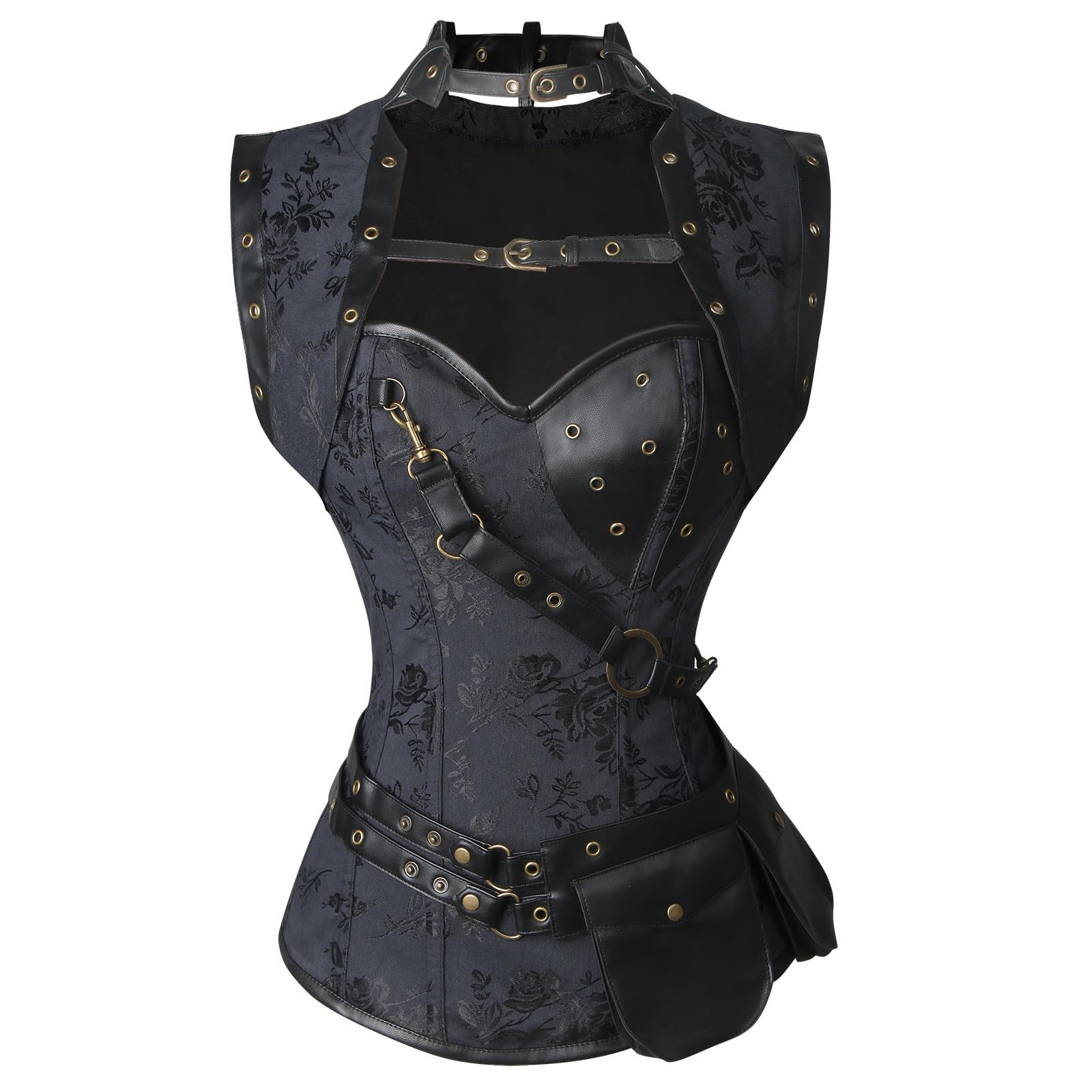 Charmian Women's Steampunk Spiral Steel Boned Vintage Corset Tops Bustier