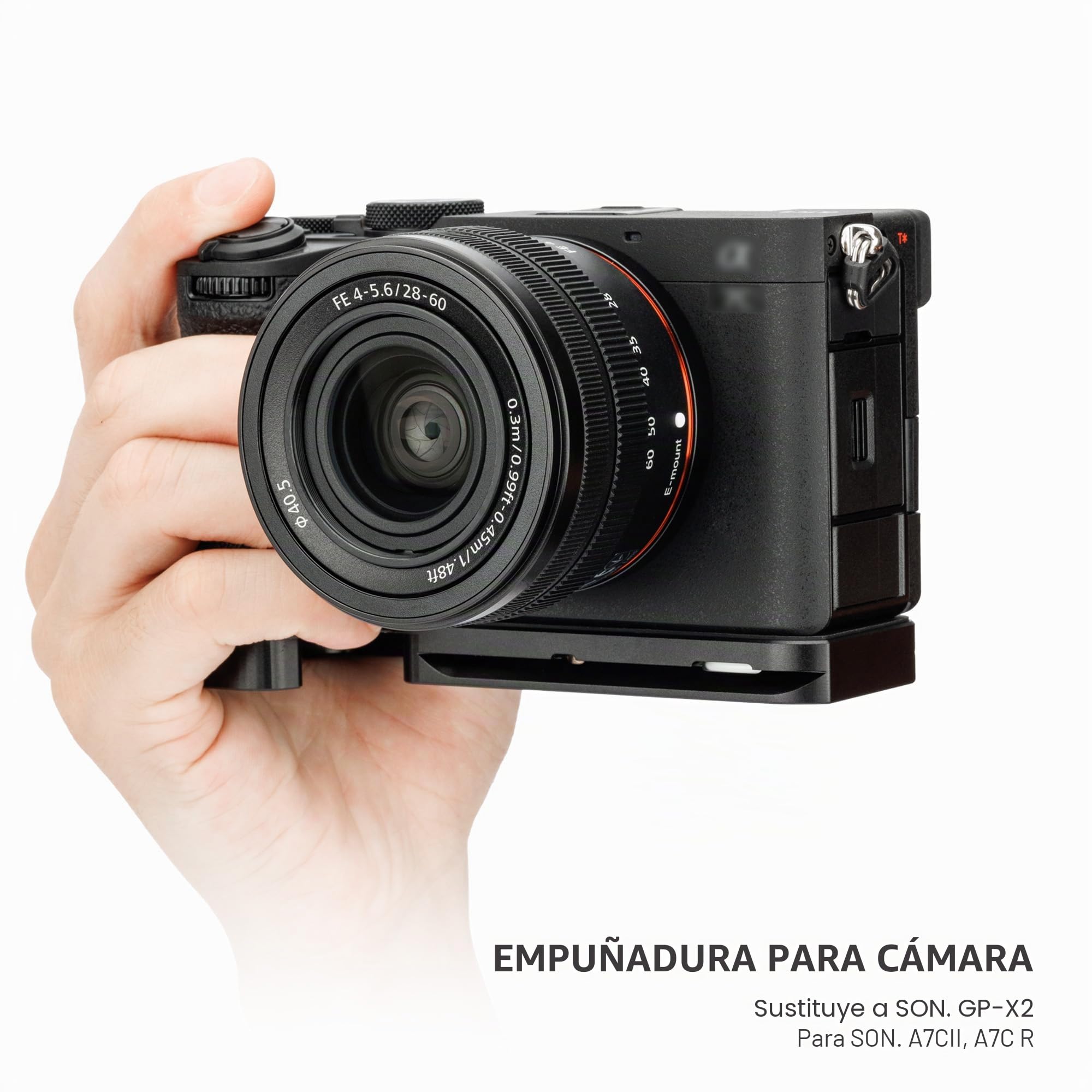 JJC A7CII - Agarre de mano para cámara con compartimento de almacenamiento oculto para cámara Sony A7CII A7CR, sustituye a la extensión de agarre Sony GP-X2, Alpha 7CII ILCE-7CM2 placa de liberación