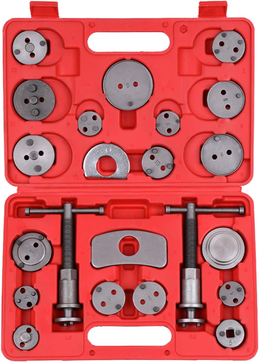 22pcs Auto Universal Disc Brake Caliper Car Wind Back Pad Piston Compressor Automobile Garage Repair Tool Kit Set with Case