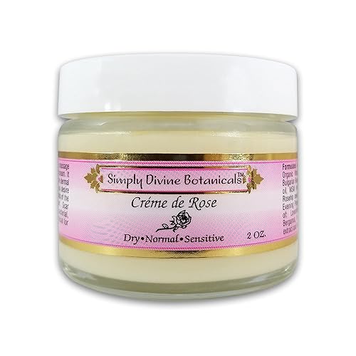 Simply Divine Botanicals Creme de Rose - Crema hidratante facial Heavenly - Crema facial natural y orgánica para piel seca, normal, sensible y