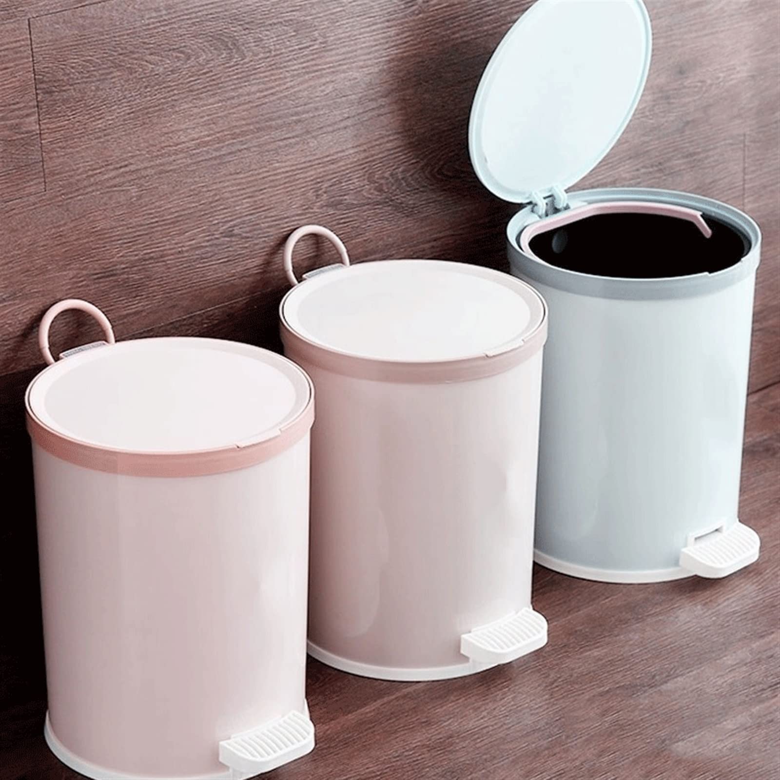 kosz na śmieci 6L/9L cichy pedał nożny kosz na śmieci domowy salon łazienka kuchnia duże zadaszone plastikowe wiadro sanitarne do biura kosz na śmieci wewnętrzny(Pink,6L)