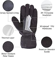 Vista 2 de SKYDEER Winter Gloves with Soft Deerskin Suede Leather & Thermal Polar Fleece & Warm 3M Thinsulate Insulation (SD8661T)