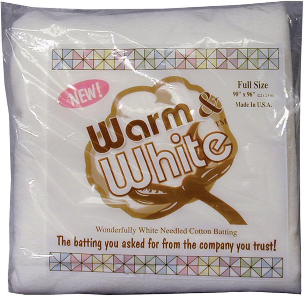 Warm Company Batting Warm and White Cotton Batting Full Size 90 x 96 Inches, 96-Inch