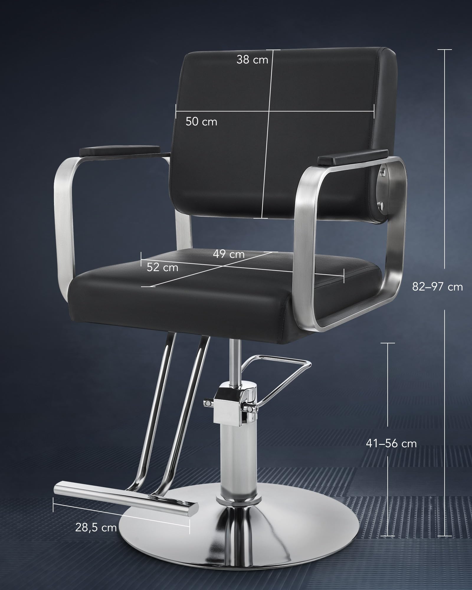 CO-Z Friseurstuhl Schwarz 41-56 cm Höhenverstellbar 360° Drehbar 250KG Barberstuhl