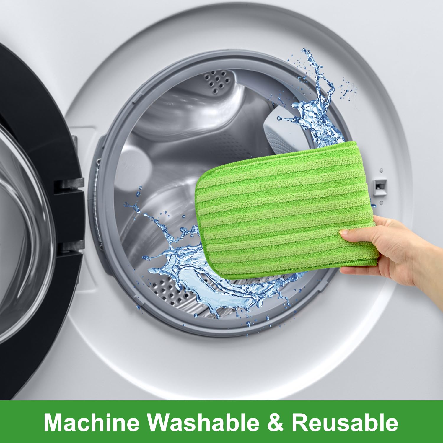 Paquete de 4 almohadillas de microfibra para fregonas Swiffer XL, paños reutilizables para trapear húmedos y secos compatibles con Swiffer Sweeper XL, repuestos de fregona XL lavables para todas las