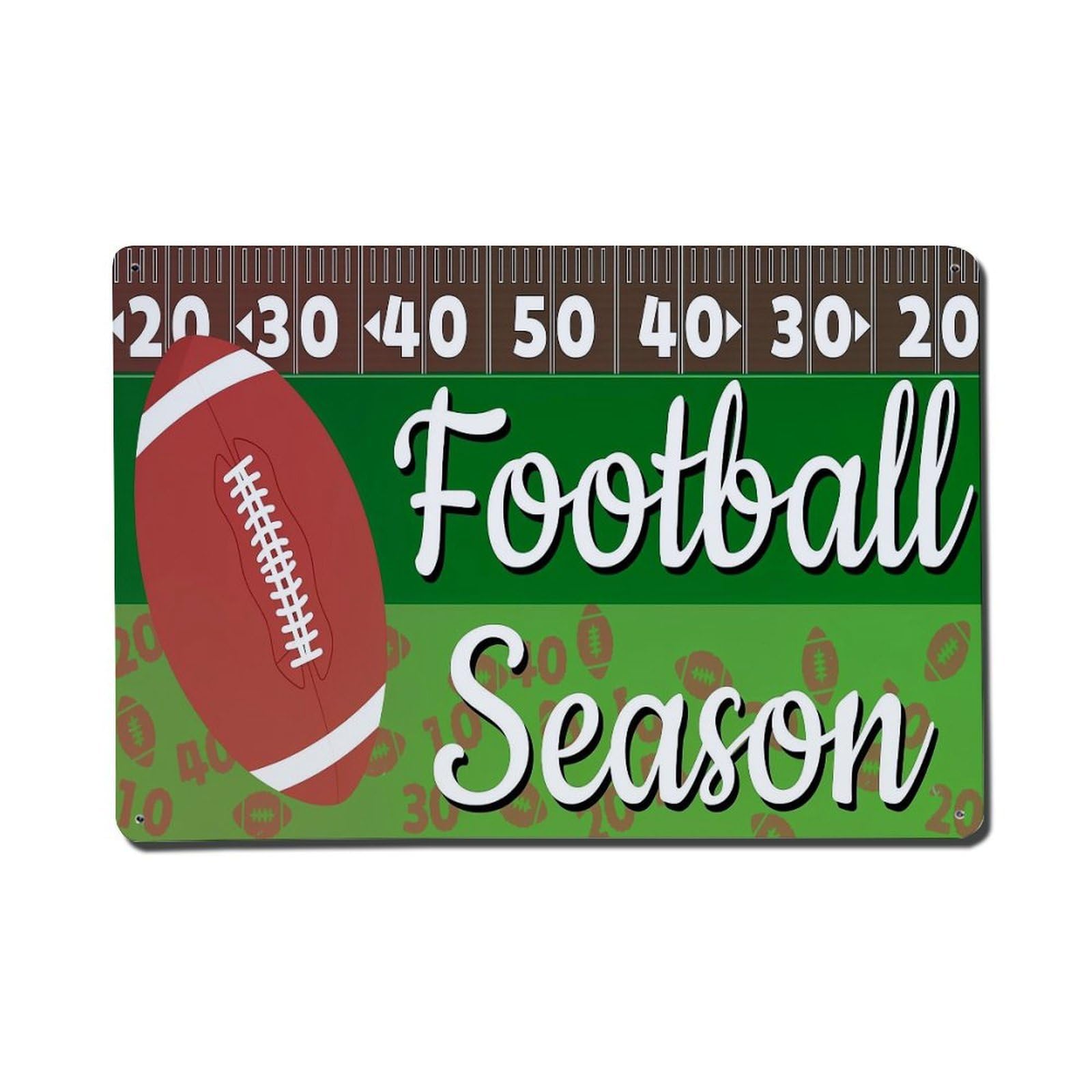 Nestemfo Vintage Football Season Field Pattern Print Tin Sign Metal Sign, Living Room,Bar, Home, Bedroom Wall Decor,Retro Metal Poster 8X12 Inches