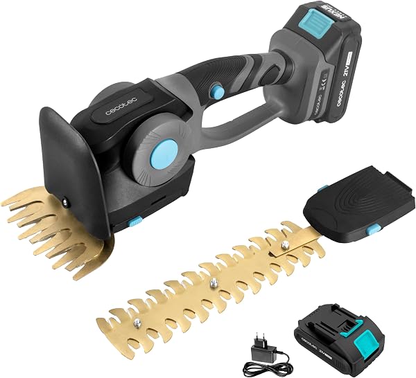 Taille-haie à batterie 2 en 1, lames titane 13 cm, moteur brushless, batterie 21V