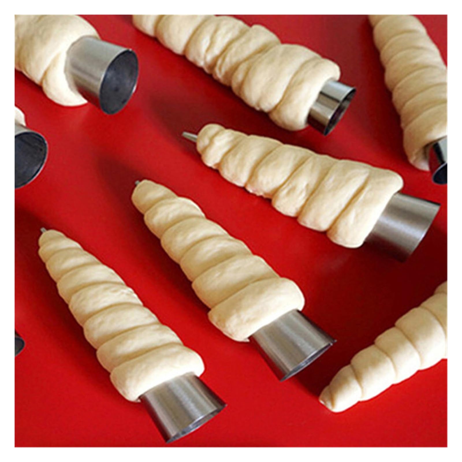 6 uds tubo cónico cono rollo moldes espiral tubos for croissants moldes crema cuerno molde pastelería molde galleta postre cocina herramienta for hornear(6pcs D)
