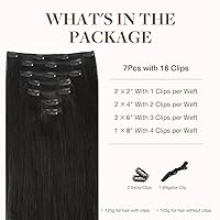 Vista 2 de GOO GOO Extensiones de cabello con clip, de cabello humano Remy, extensiones de cabello con clip para mujeres, cabello humano natural, 18 pulgadas
