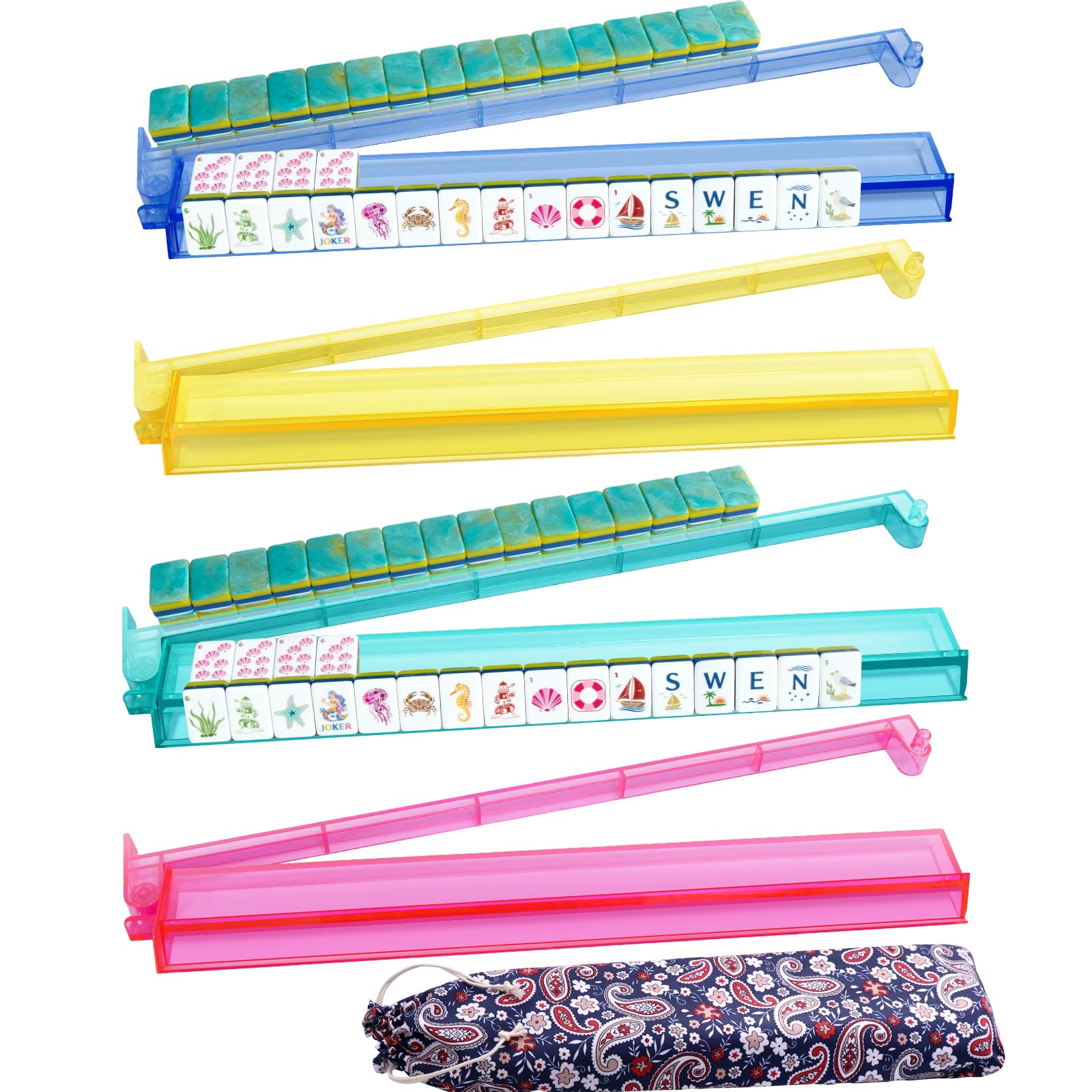 Photo 1 of YOAEAILY 4-Color Mahjong Racks with Pushers,17.5" Mahjong Pushers and Racks