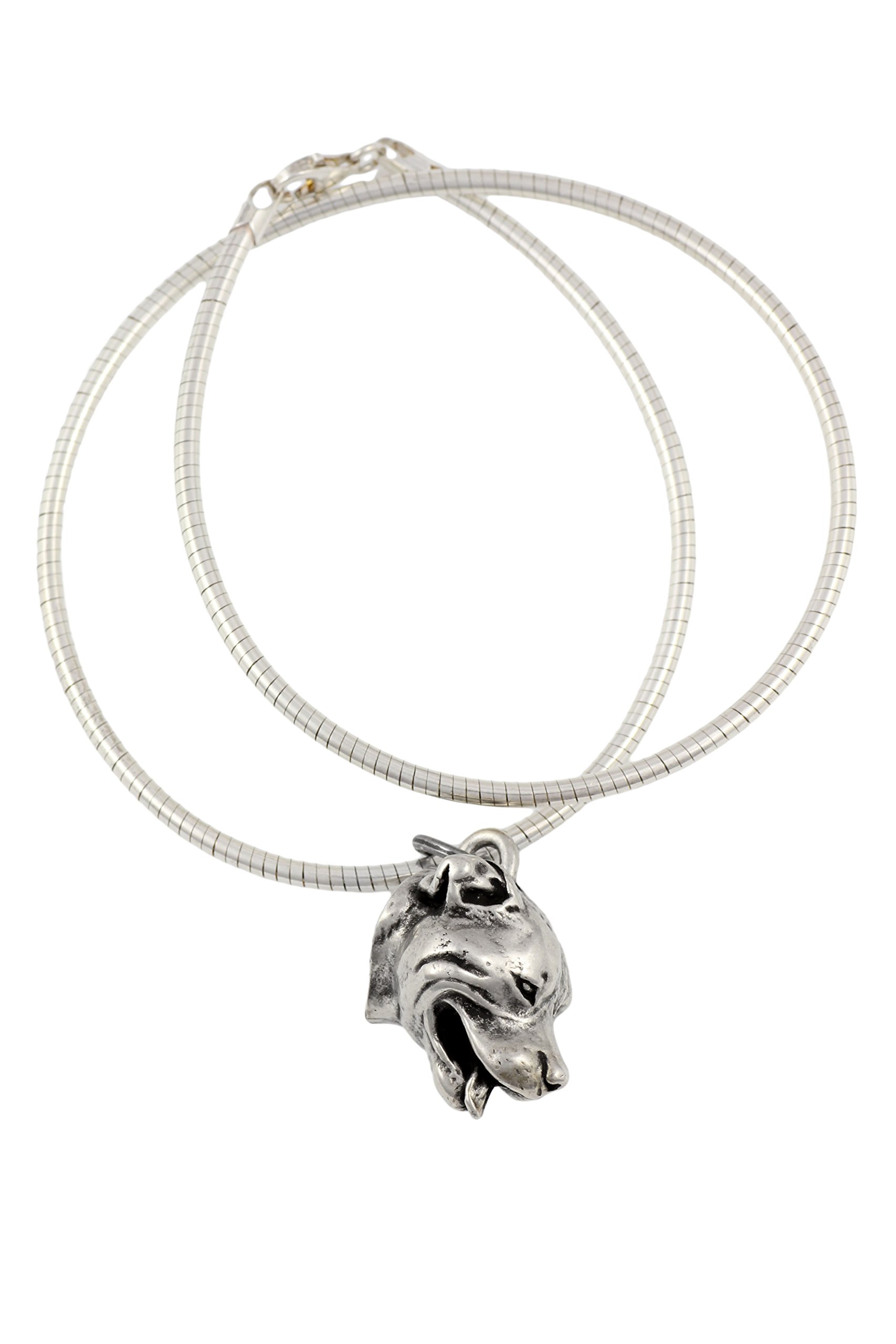 Pendentif Tête de Chien sur Corde en Argent anti-allergie