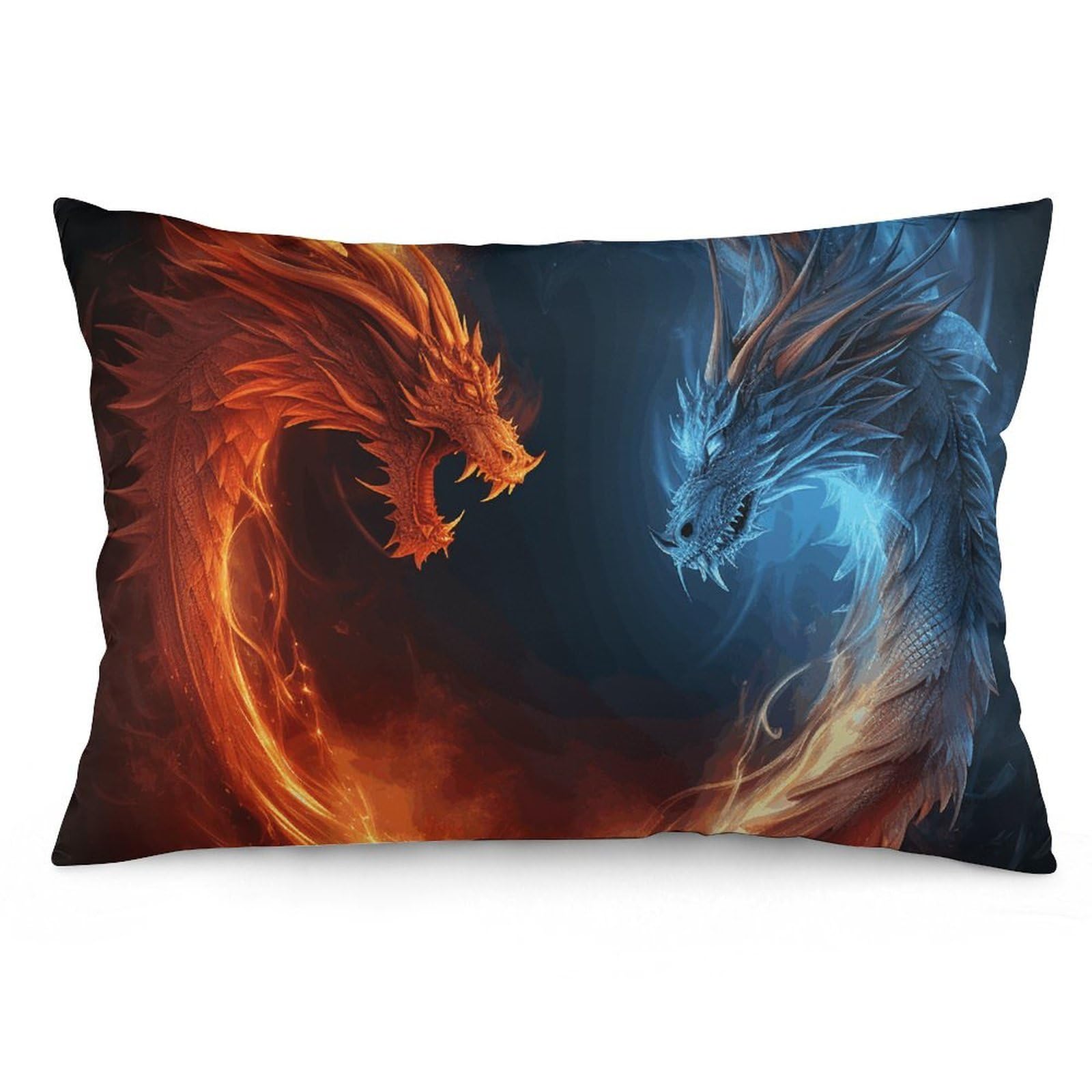 NONHAI 2 Pack Pillow Cases for Hair and Skin, Soft Breathable Pillow Case Covers with Hidden Zipper, Fire and Ice Dragons Pillowcase 12 "x20 Pillow Covers for Sleeping Gift