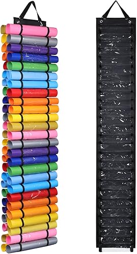 AROUY Organizador de almacenamiento de vinilo, soporte de rollo de vinilo para montaje en paredsobre la puerta, estante de almacenamiento de vinilo