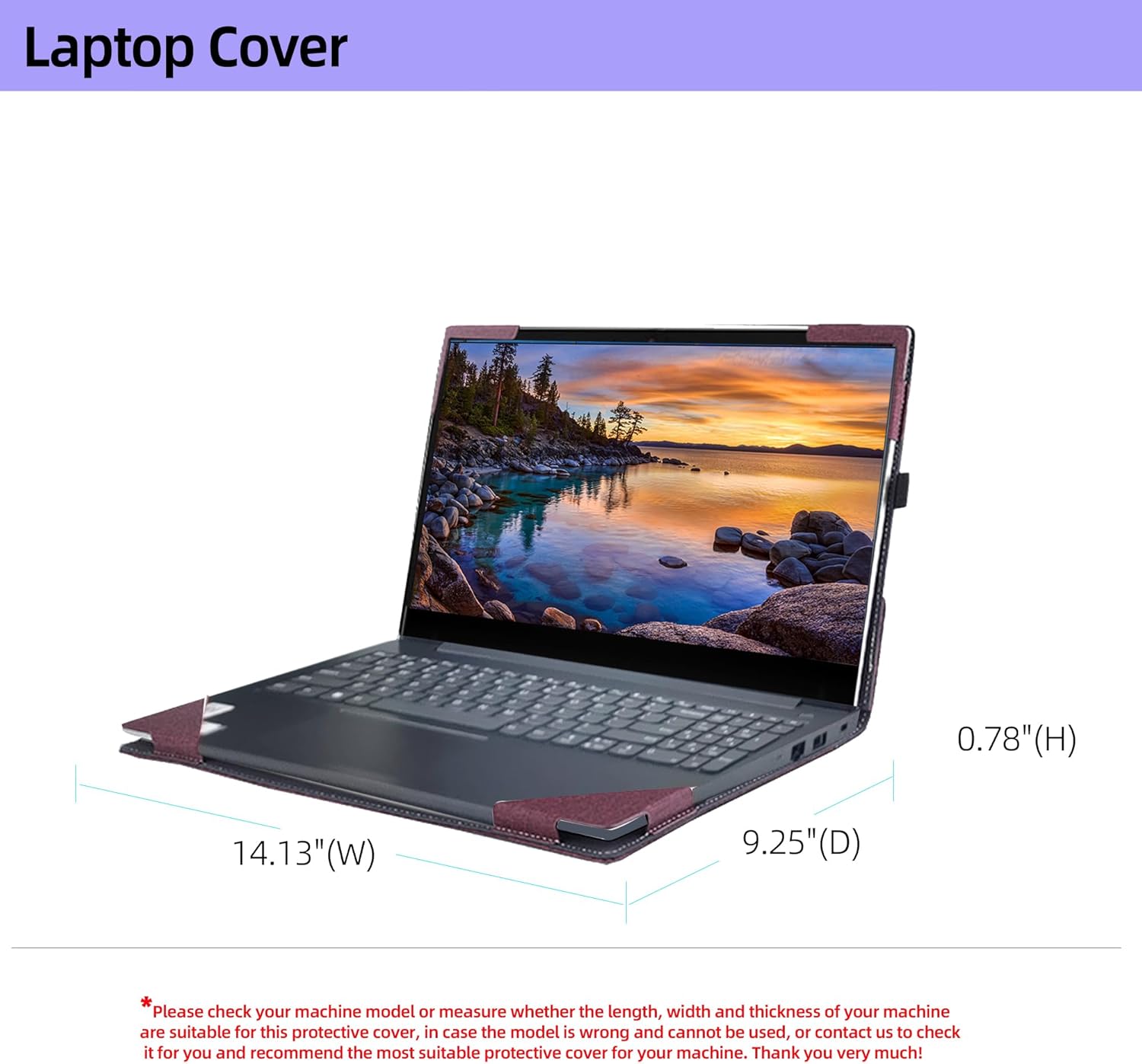 Laptop Cover for Lenovo V15 G6 ITN | G5 IRL| G3 ABA| G3IAP| G2 IJL| G4 ABP| G4 AMN | G4 IAH| G4 IAN|G4 IRU15.6 PU Leather Inner Pocket Cover (Red Wine)