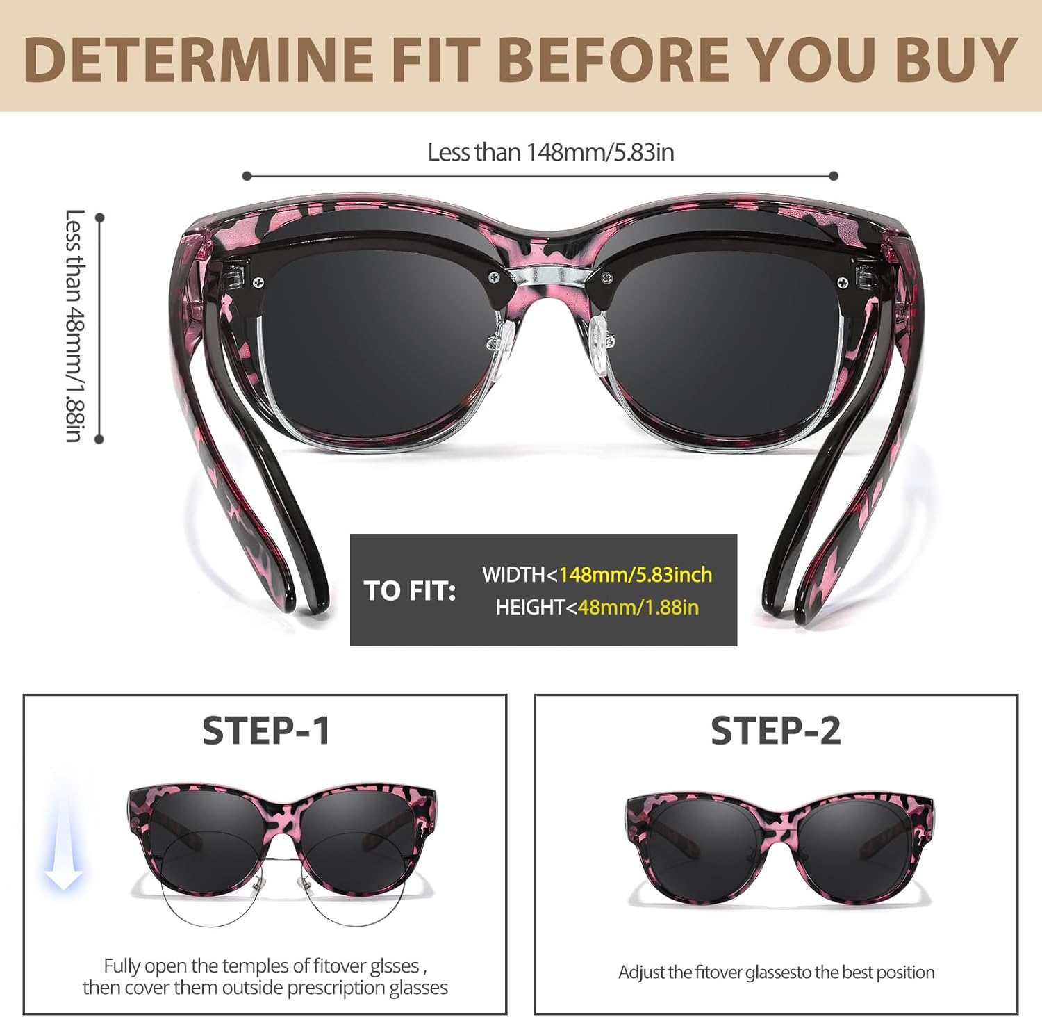 FIMILU 2 Packs Polarized Sunglasses Fit Over Glasses for Women, Round Sunglasses UV400 Protection for Driving & Outdoor