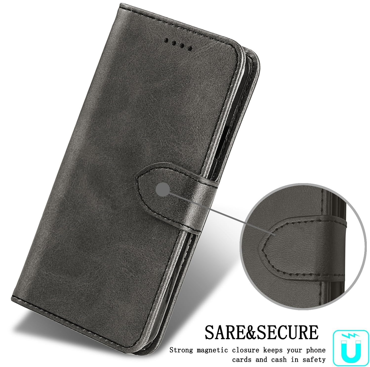 Custodia Portafoglio In Pelle Per OPPO Reno 12F 5G – Con Vetro Temperato – Flip Cover Con Slot E Magnete
