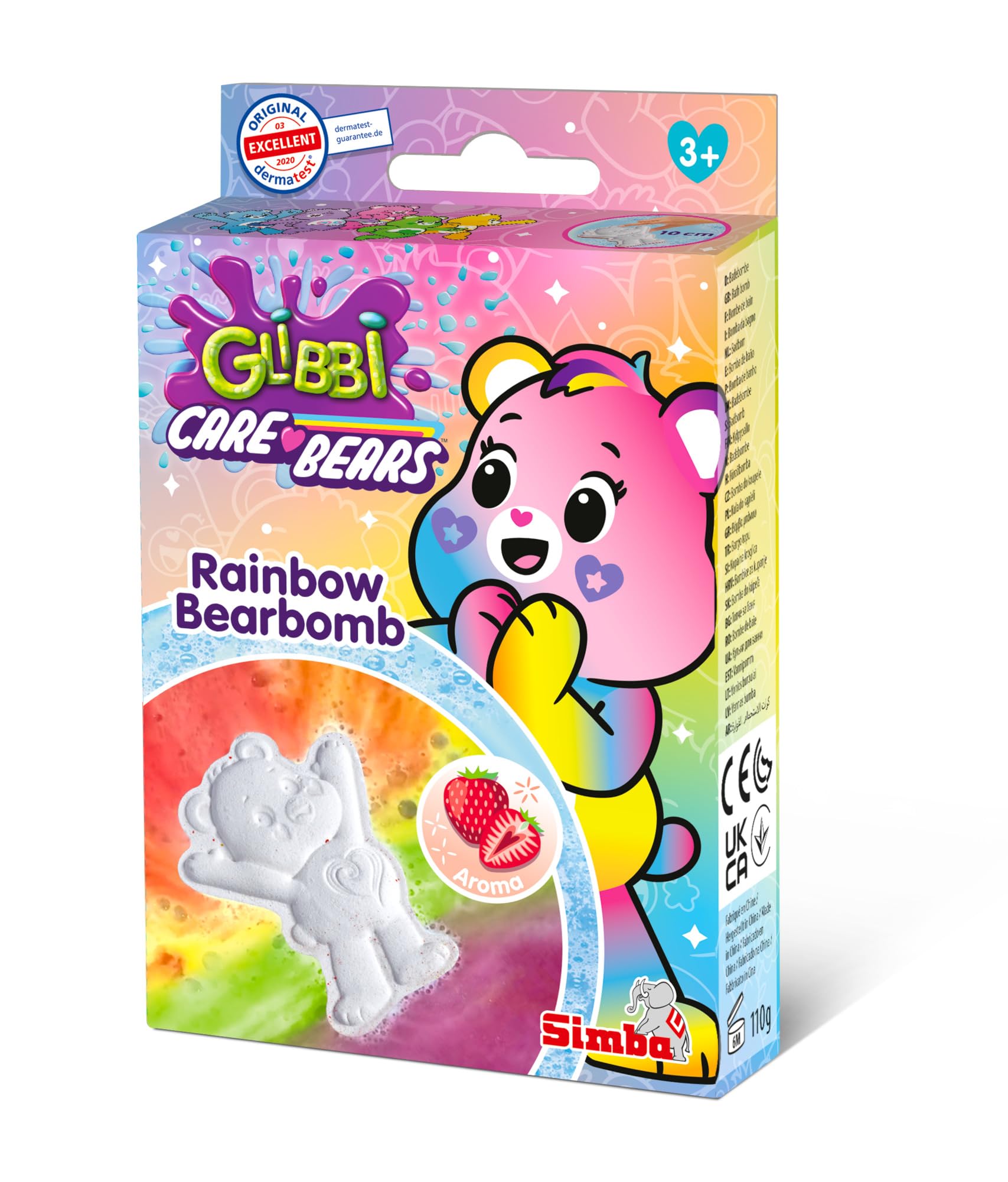Simba Glibbi Care Bears Bearbomb Lucky Bear Bath Bombs Magic Colour Effect Bath Toy 110 Grams Ages 3+