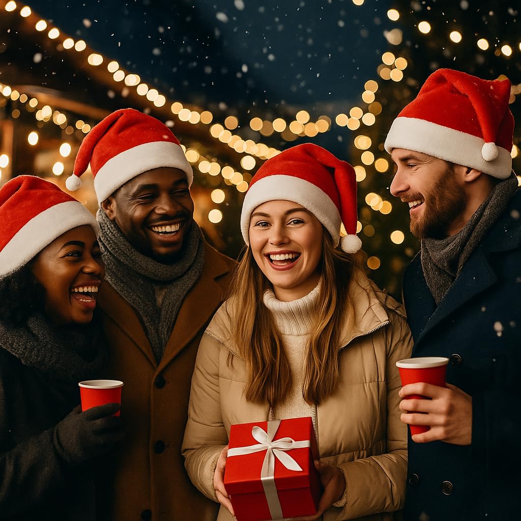 Makotex 1 bis 100 Weihnachtsmützen Nikolausmützen Weihnachtsmann Mütze Weihnacht ca. 28x42 (100, Polyester)