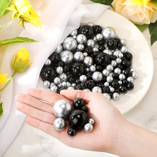 Miniatura 3 de Jadive 200 cuentas de perlas para relleno de jarrón, sin agujero, jarrón de perlas de maquillaje para soporte de brochas para decoración del hogar,