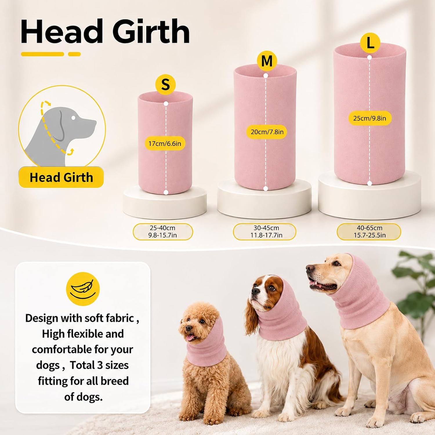 3 Pack Dog Head Wrap, Dog Ear Cover for Anxiety Relief image 2