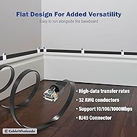 Vista 5 de CableWholesale Cable de conexión Ethernet Cat6 plano, 1 pie, 32AWG, UTP (par trenzado sin blindaje), cable de red de Internet con conector RJ45