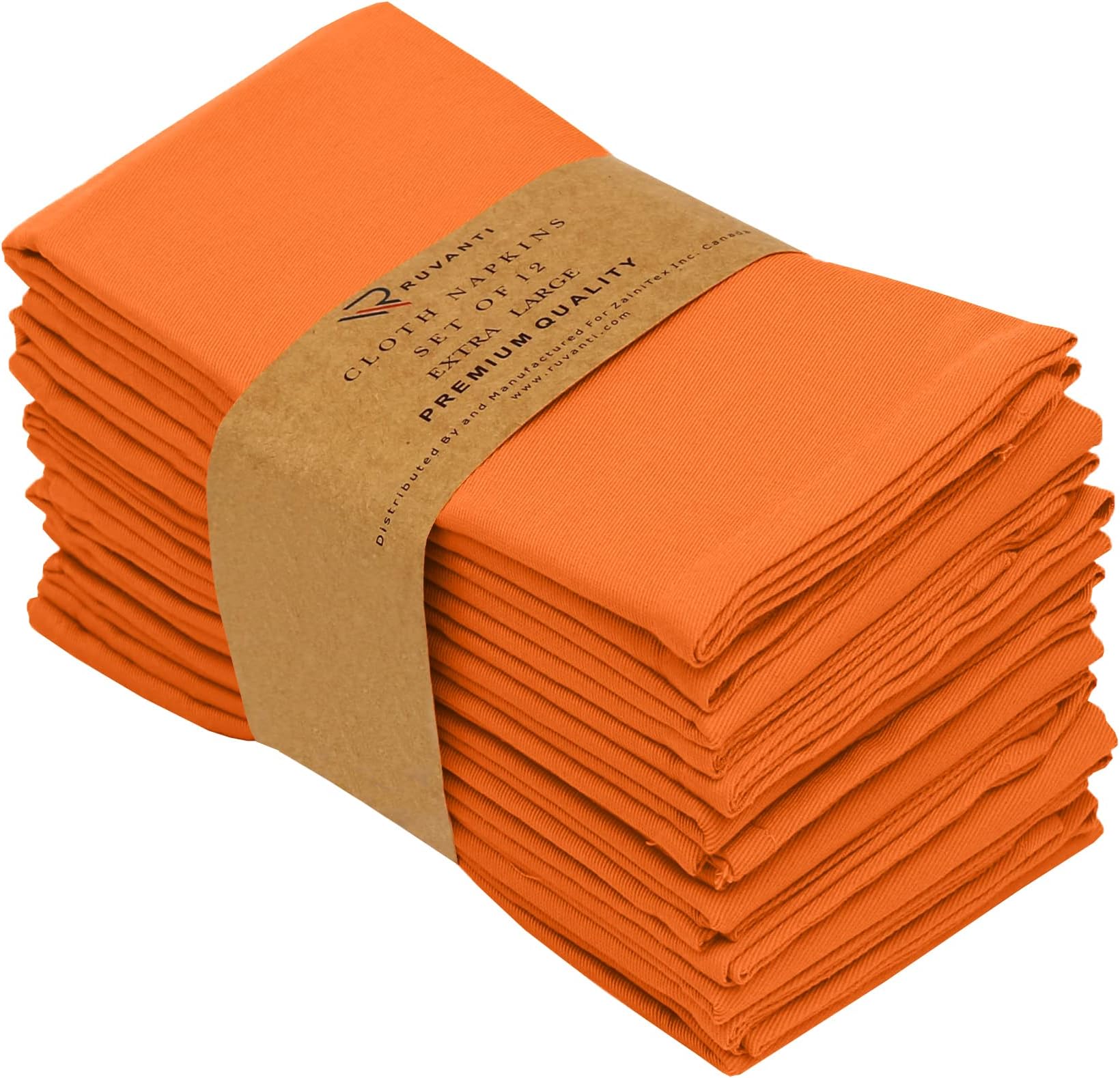 AVKA Studio 100 Cotton Napkins Orange Cloth Napkins 18x18 Set of 6 Fabric