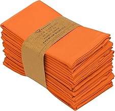 Ruvanti Cotton Dinner Napkins 12 Pack (18" X18") , Fall Cloth Napkins Soft and Comfortable Reusable Napkins - Durable Linen Napkins - Perfect Table Napkins / Orange Napkins for Thanksgiving Dinners & Halloween Parties