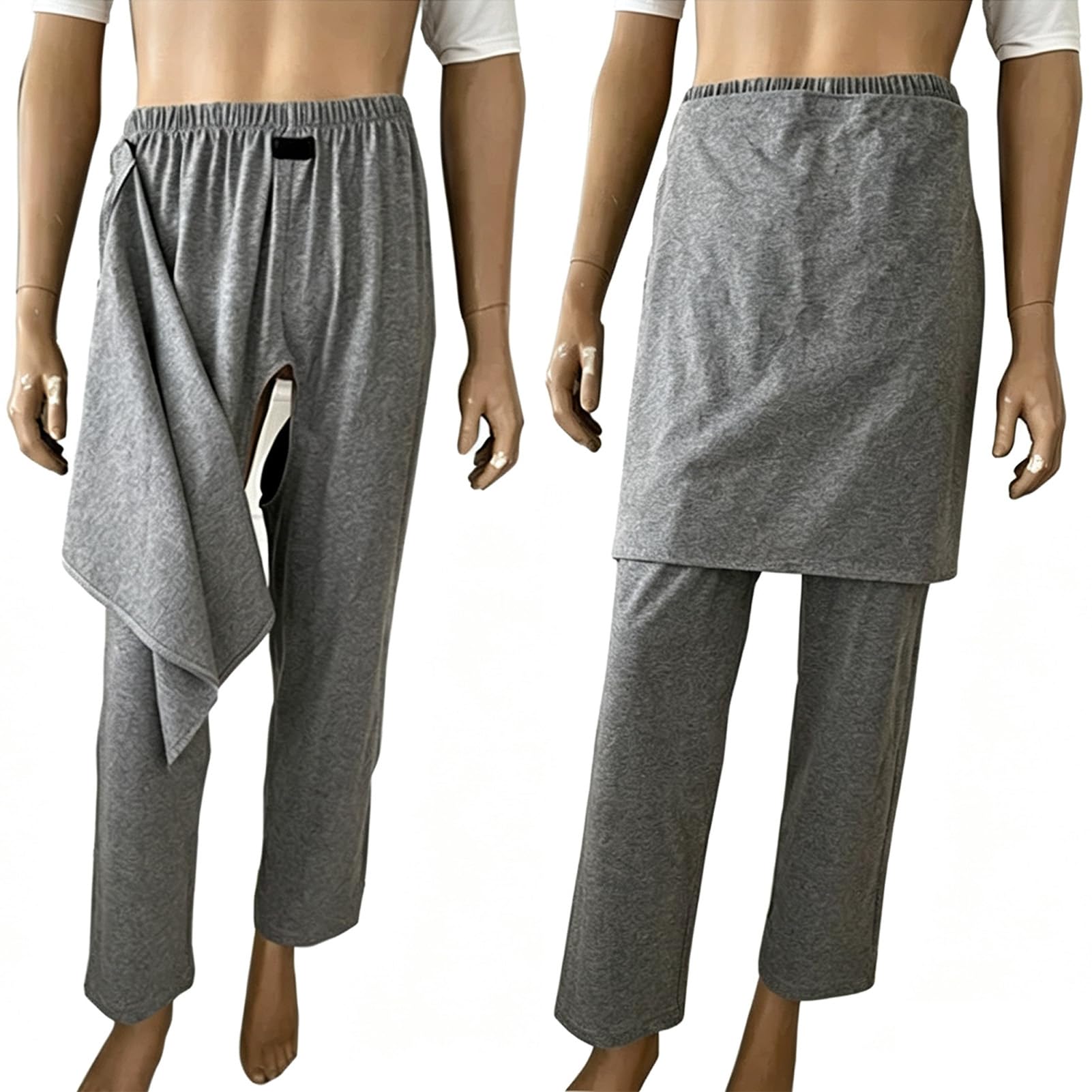 Pantalons De Soin pour Personnes Âgées À Ouverture À l'entrejambe avec Rabat Avant Pantalons Longs pour Incontinence Adulte pour Patients Alités