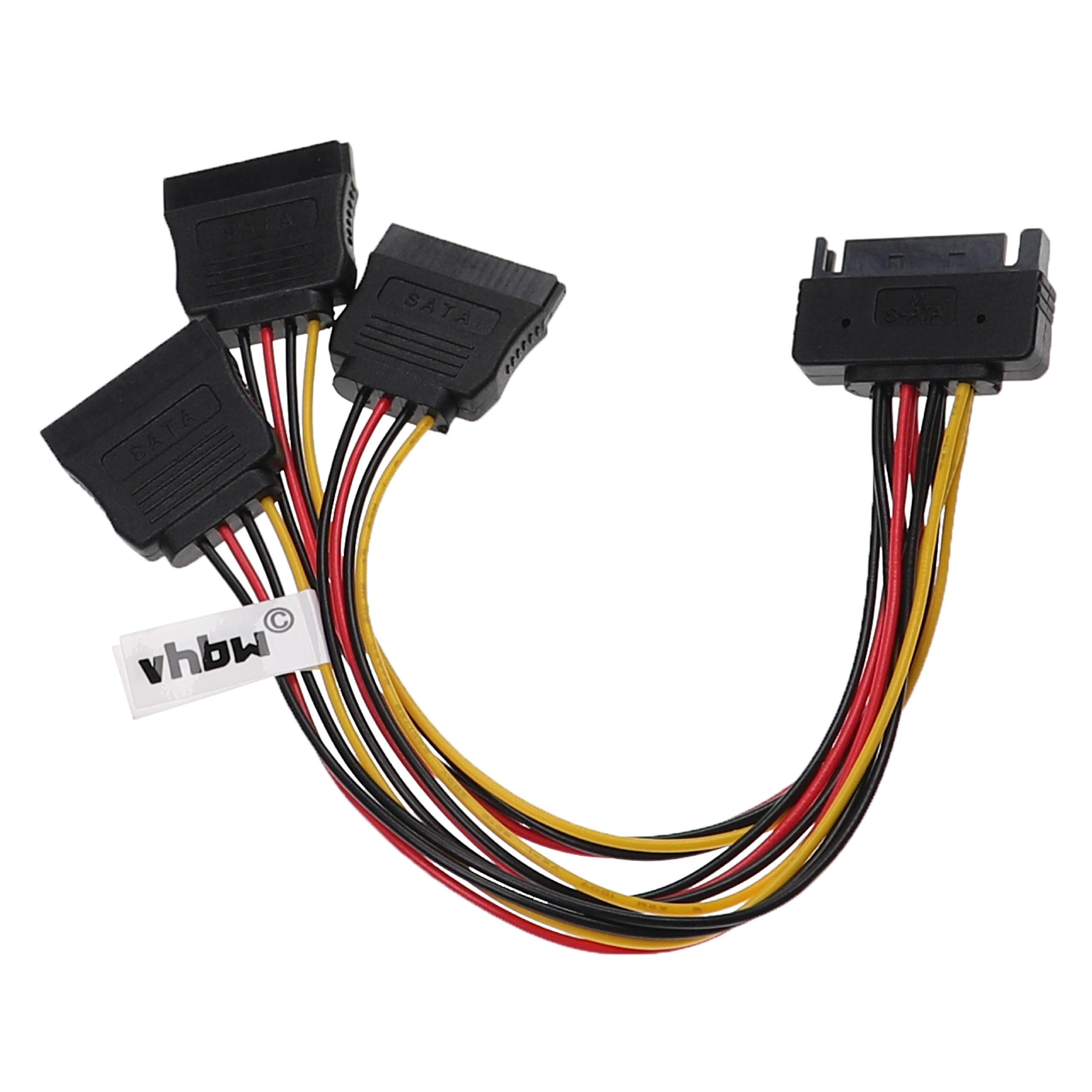 Vhbw Cavo Alimentazione SATA 1 A 3 Porte - Splitter Per Disco Rigido, 60 Cm, Nero/Rosso/Giallo