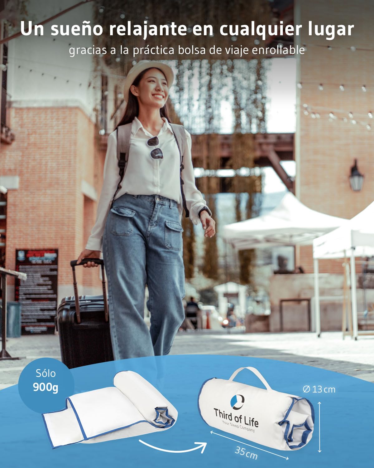 Third of Life Almohada para dormir de lado con tecnología Intense, desarrollada por expertos en sueño, almohada ergonómica de espuma viscoelástica para un sueño tranquilo, almohada cervical HWS