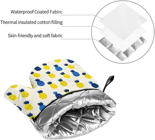 Miniatura 106 de Manoplas de horno y soportes para ollas, arte de mármol blanco y dorado, juego de 4 guantes de cocina resistentes al calor, antideslizantes