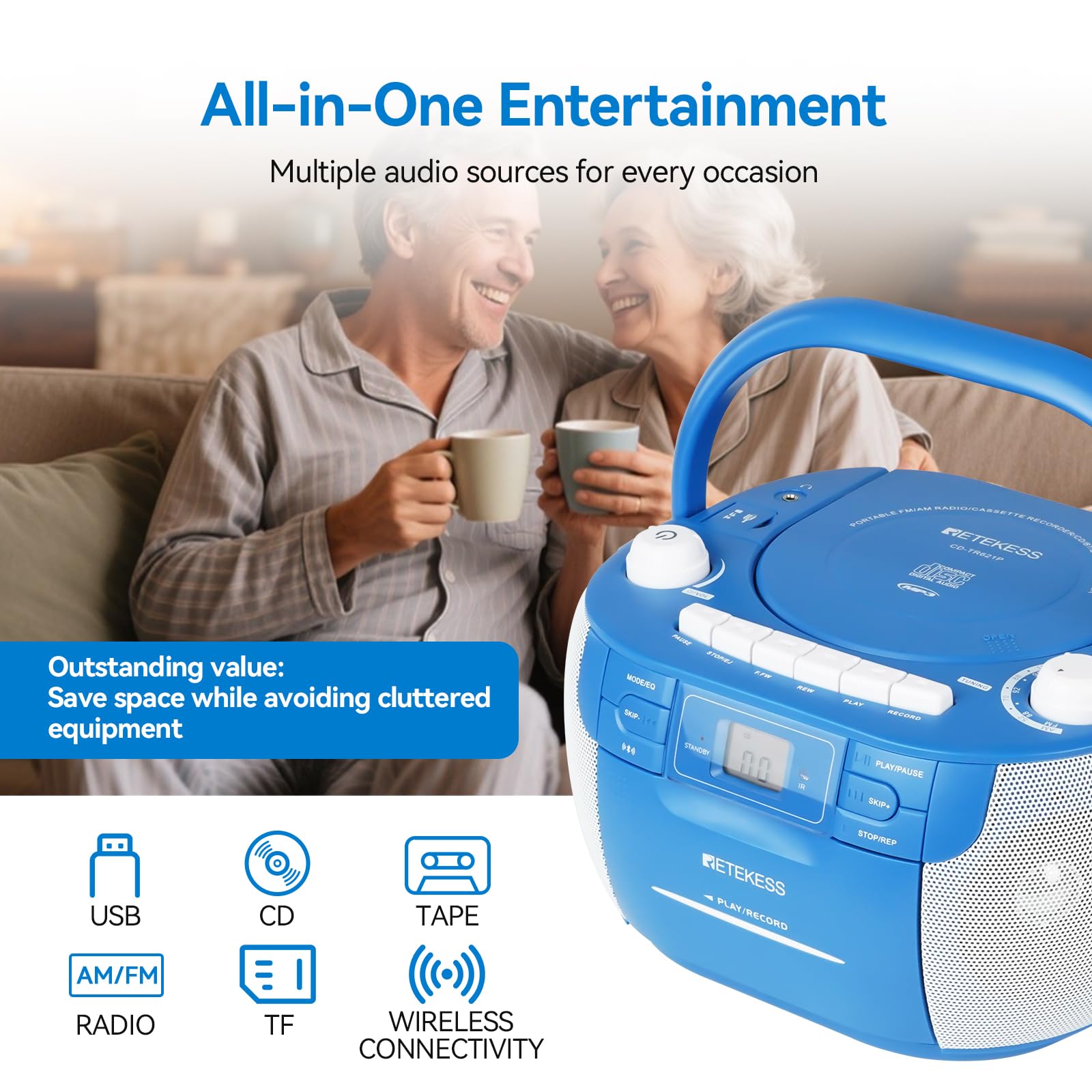 Retekess TR621P Odtwarzacz CD Boombox